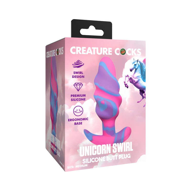 Creature Cocks Unicorn Swirl Silicone Butt Plug M